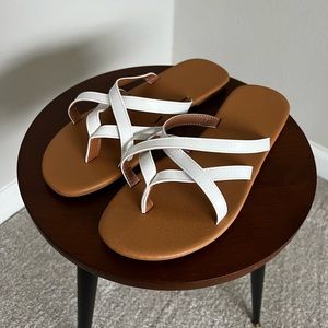 Minimalist cross strap thong sandals